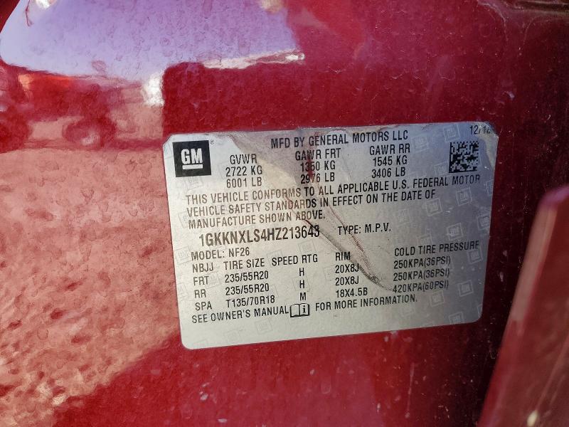 50414026 :رقم المزاد ، 1GKKNXLS4HZ213643 vin ، 2017 Gmc Acadia مزاد بيع