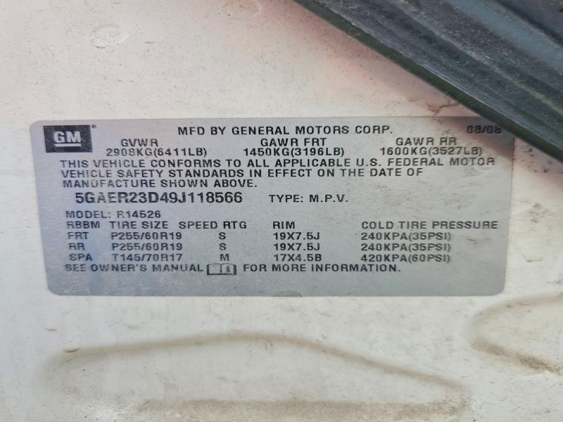 Продажа на аукционе авто 2009 Buick Enclave, vin: 5GAER23D49J118566, номер лота: 48800276