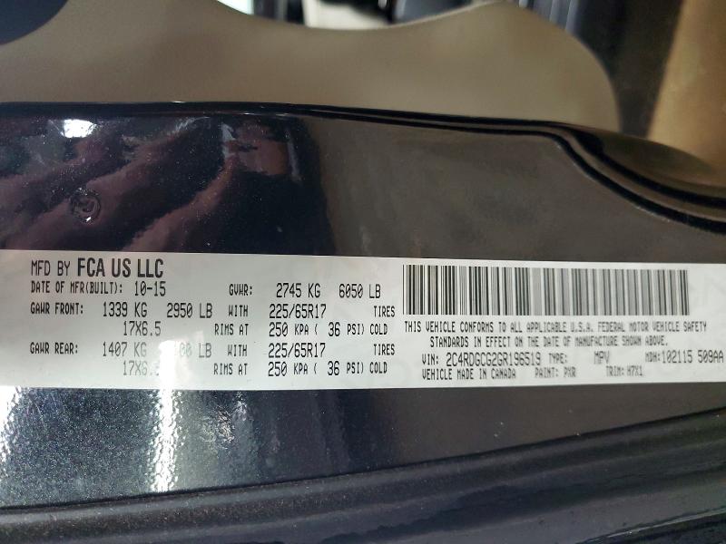 2016 Dodge Grand Caravan მანქანა იყიდება აუქციონზე, vin: 2C4RDGCG2GR196519, აუქციონის ნომერი: 50350026