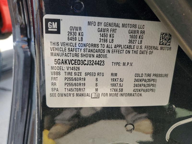 49332766 :رقم المزاد ، 5GAKVCED3CJ324423 vin ، 2012 Buick Enclave مزاد بيع
