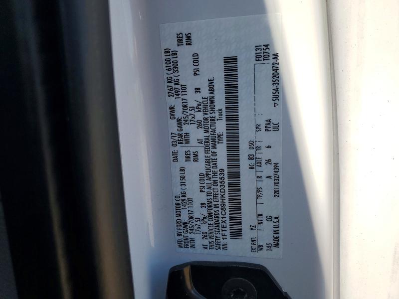 50277616 :رقم المزاد ، 1FTEX1C89HKD35539 vin ، 2017 Ford F150 مزاد بيع