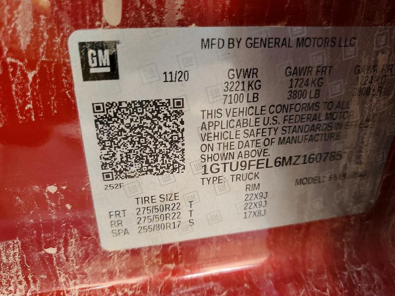 2021 Gmc Sierra მანქანა იყიდება აუქციონზე, vin: 1GTU9FEL6MZ160785, აუქციონის ნომერი: 49005466