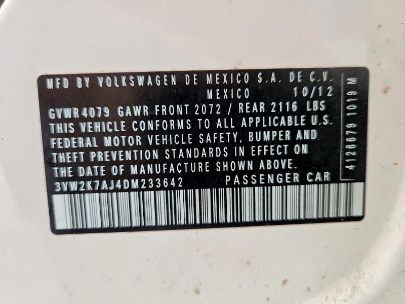 51029176 :رقم المزاد ، 3VW2K7AJ4DM233642 vin ، 2013 Volkswagen Jetta مزاد بيع