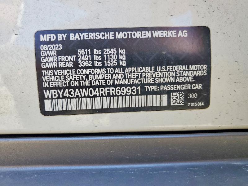 51264636 :رقم المزاد ، WBY43AW04RFR69931 vin ، 2024 Bmw I4 مزاد بيع