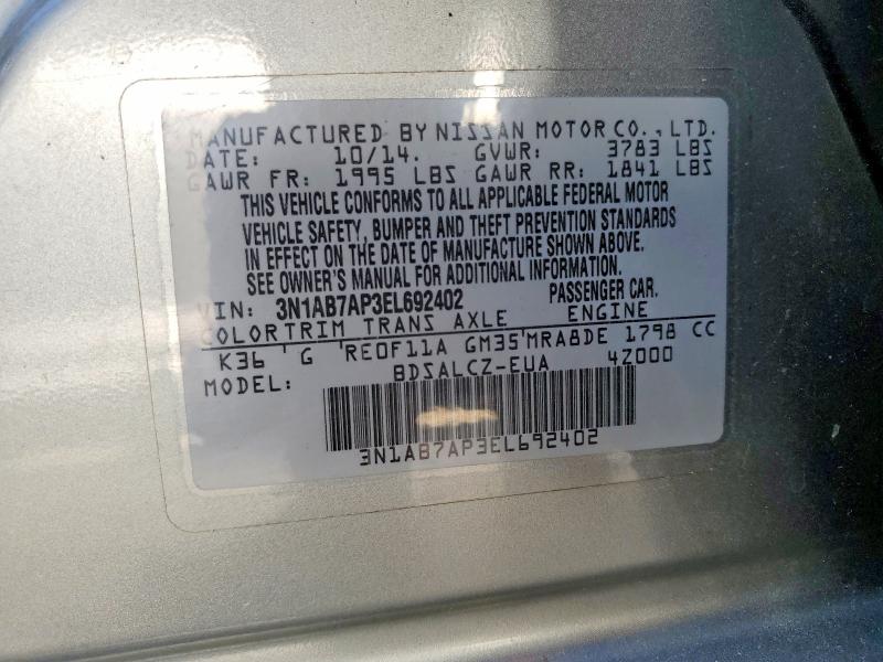 Продажа на аукционе авто 2014 Nissan Sentra, vin: 3N1AB7AP3EL692402, номер лота: 50777676