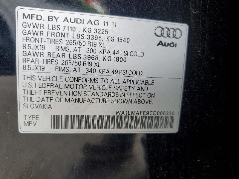 Aukcja sprzedaży 2012 Audi Q7, vin: WA1LMAFE9CD005330, numer aukcji: 48526576