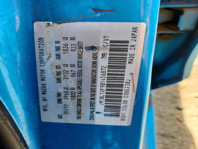 2011 Mazda Mazda3 Gs 4dr მანქანა იყიდება აუქციონზე, vin: JM1BL1UF9B1456872, აუქციონის ნომერი: 51660596