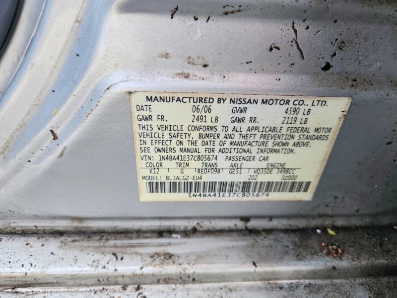 2007 Nissan Maxima მანქანა იყიდება აუქციონზე, vin: 1N4BA41E37C805674, აუქციონის ნომერი: 50996226