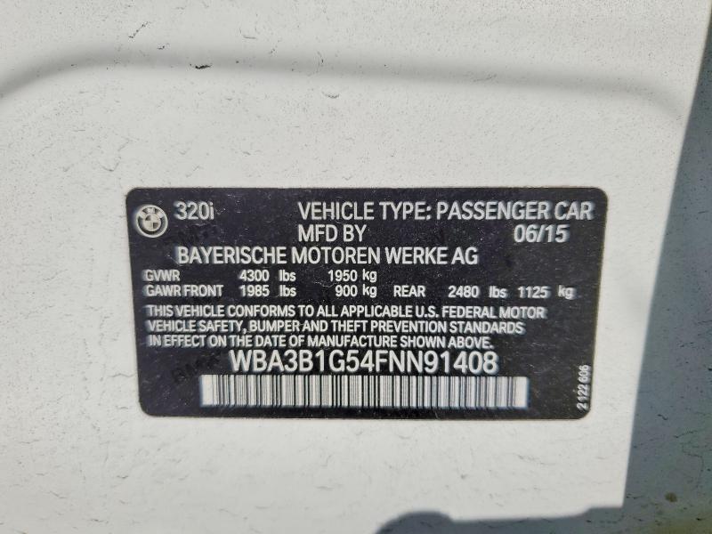 Продаж на аукціоні авто 2015 Bmw 320, vin: WBA3B1G54FNN91408, номер лоту: 51535626
