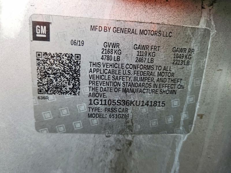 Продажа на аукционе авто 2019 Chevrolet Impala, vin: 1G1105S36KU141815, номер лота: 49937906