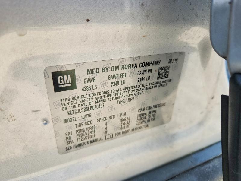 2020 Chevrolet Trax მანქანა იყიდება აუქციონზე, vin: KL7CJLSB5LB020437, აუქციონის ნომერი: 48966686