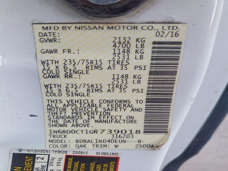 Продаж на аукціоні авто 2016 Nissan Frontier, vin: 1N6BD0CT1GN739018, номер лоту: 51070866