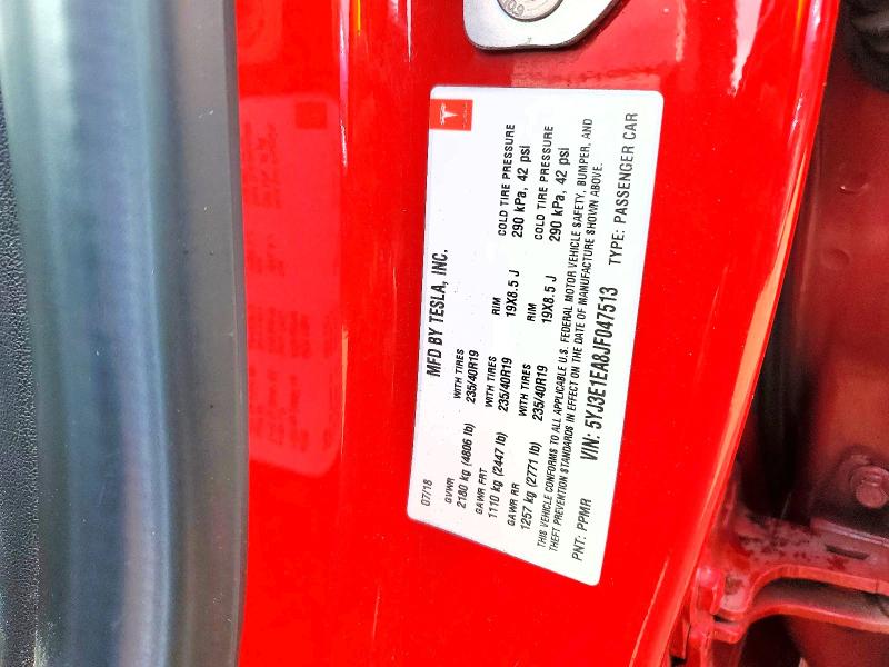 50192136 :رقم المزاد ، 5YJ3E1EA8JF047513 vin ، 2018 Tesla Model 3 مزاد بيع
