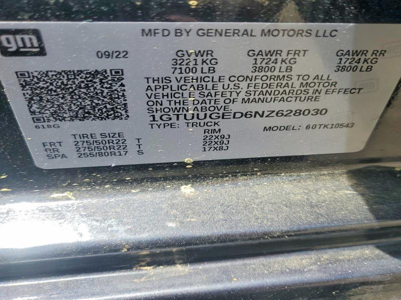 Продажа на аукционе авто 2022 Gmc Sierra, vin: 1GTUUGED6NZ628030, номер лота: 50655016
