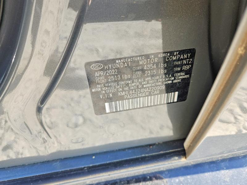 50179766 :رقم المزاد ، KMHL44J24NA220909 vin ، 2022 Hyundai Sonata مزاد بيع