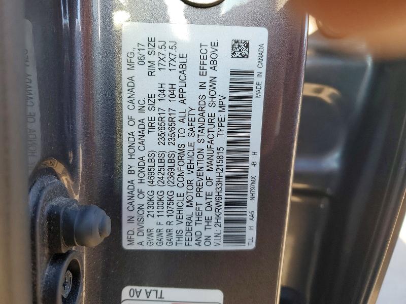 Продажа на аукционе авто 2017 Honda Cr-v, vin: 2HKRW6H33HH215815, номер лота: 49974276