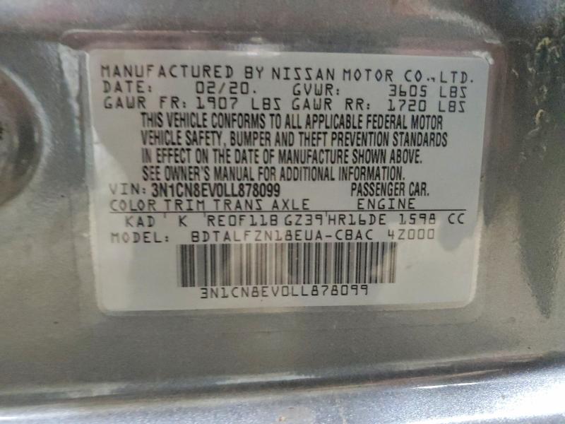 Продаж на аукціоні авто 2020 Nissan Versa, vin: 3N1CN8EV0LL878099, номер лоту: 50464416