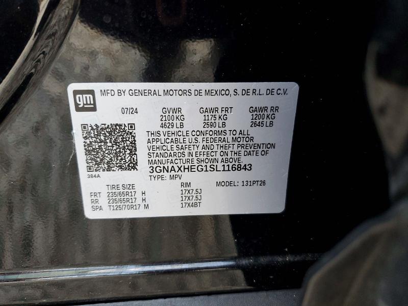 Auction sale of the 2025 Chevrolet Equinox, vin: 3GNAXHEG1SL116843, lot number: 50628816