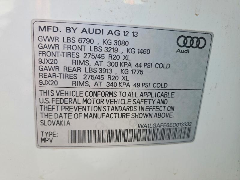 Продаж на аукціоні авто 2014 Audi Q7, vin: WA1LGAFE6ED013332, номер лоту: 46843396