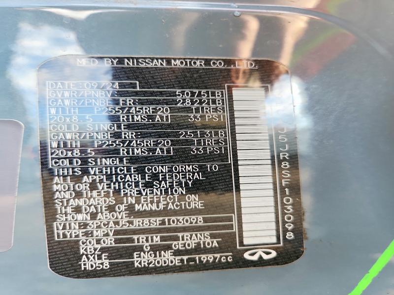 Aukcja sprzedaży 2025 Infiniti Qx55, vin: 3PCAJ5JR8SF103098, numer aukcji: 50148586