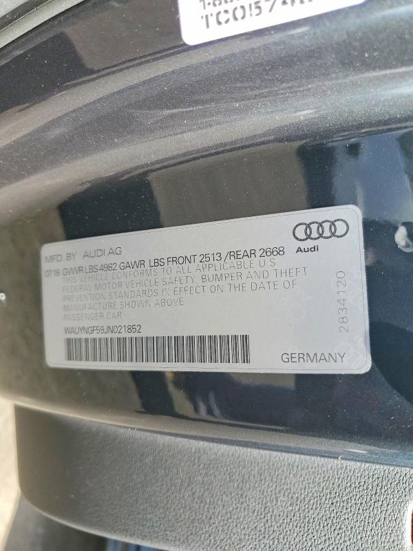 Aukcja sprzedaży 2018 Audi A5, vin: WAUYNGF59JN021852, numer aukcji: 48704516