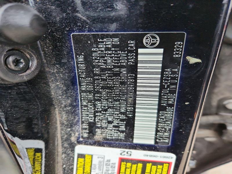 2019 Toyota Camry მანქანა იყიდება აუქციონზე, vin: 4T1B11HKXKU847813, აუქციონის ნომერი: 49573506