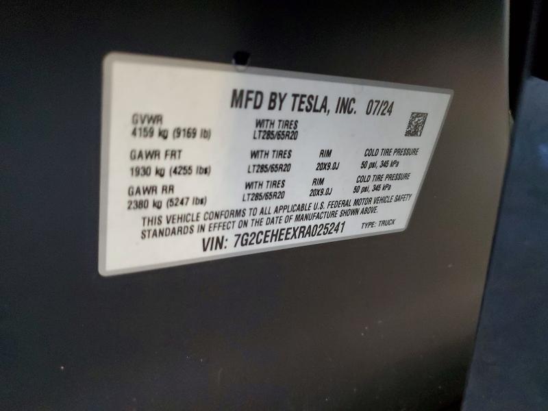 2024 Tesla Cybertruck მანქანა იყიდება აუქციონზე, vin: 7G2CEHEEXRA025241, აუქციონის ნომერი: 48442966