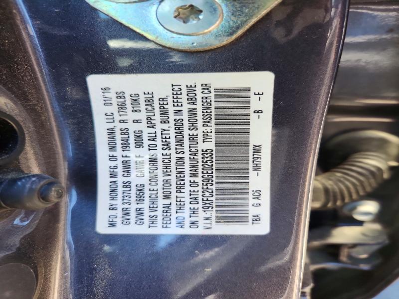50666476 :رقم المزاد ، 19XFC2F59GE025335 vin ، 2016 Honda Civic مزاد بيع