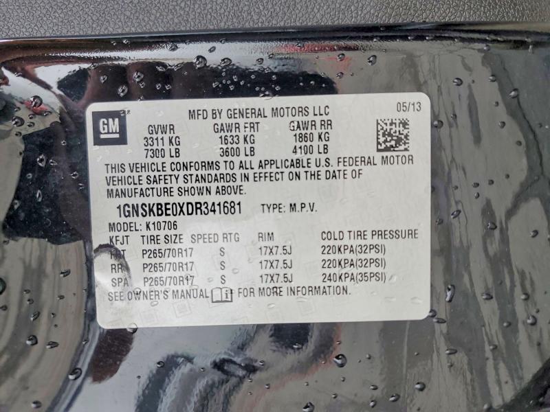 Aukcja sprzedaży 2013 Chevrolet Tahoe, vin: 1GNSKBE0XDR341681, numer aukcji: 51297986