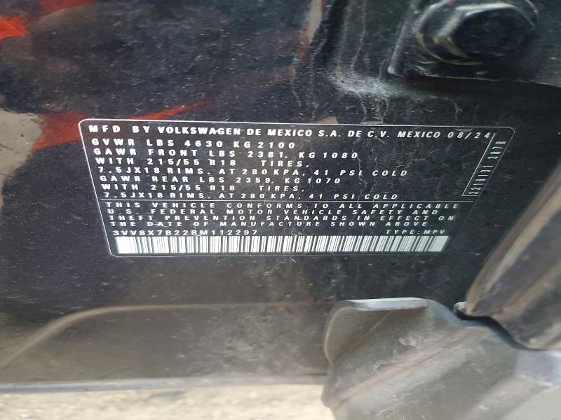 50569666 :رقم المزاد ، 3VV8X7B22RM112297 vin ، 2024 Volkswagen Taos مزاد بيع