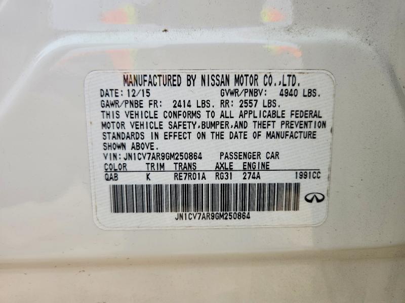 Aukcja sprzedaży 2016 Infiniti Q50, vin: JN1CV7AR9GM250864, numer aukcji: 48660196