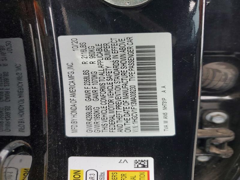 Продажа на аукционе авто 2021 Honda Accord, vin: 1HGCV1F13MA008230, номер лота: 51781346