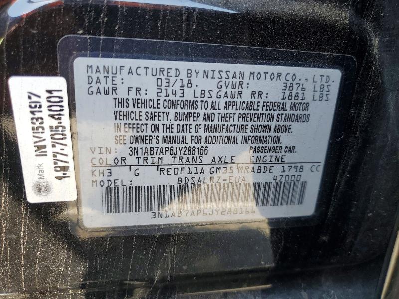 Продаж на аукціоні авто 2018 Nissan Sentra, vin: 3N1AB7AP6JY288166, номер лоту: 49144916