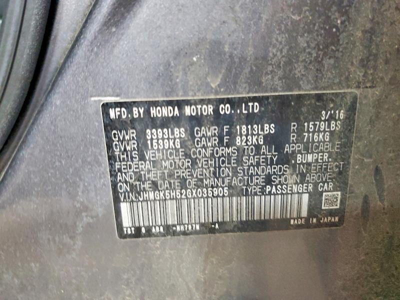 Продажа на аукционе авто 2016 Honda Fit, vin: JHMGK5H52GX035905, номер лота: 51657626
