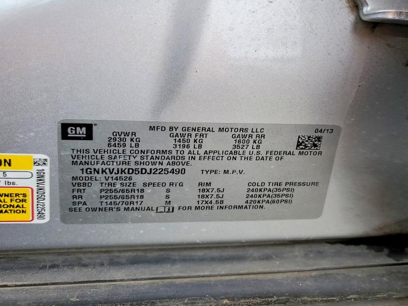 2013 Chevrolet Traverse მანქანა იყიდება აუქციონზე, vin: 1GNKVJKD5DJ225490, აუქციონის ნომერი: 50115076