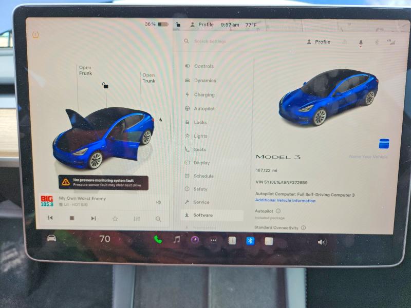 49275366 :رقم المزاد ، 5YJ3E1EA9NF372659 vin ، 2022 Tesla Model 3 مزاد بيع
