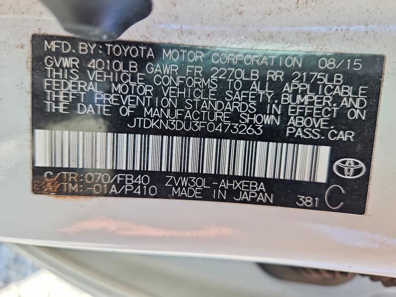 Aukcja sprzedaży 2015 Toyota Prius, vin: JTDKN3DU3F0473263, numer aukcji: 50795916