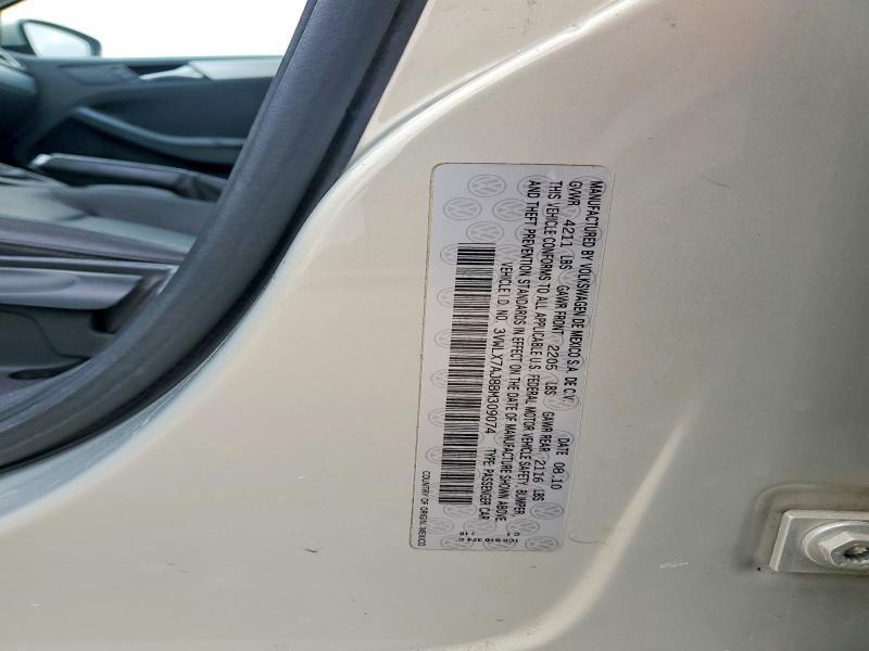 Aukcja sprzedaży 2011 Volkswagen Jetta, vin: 3VWLX7AJ8BM309074, numer aukcji: 48433156