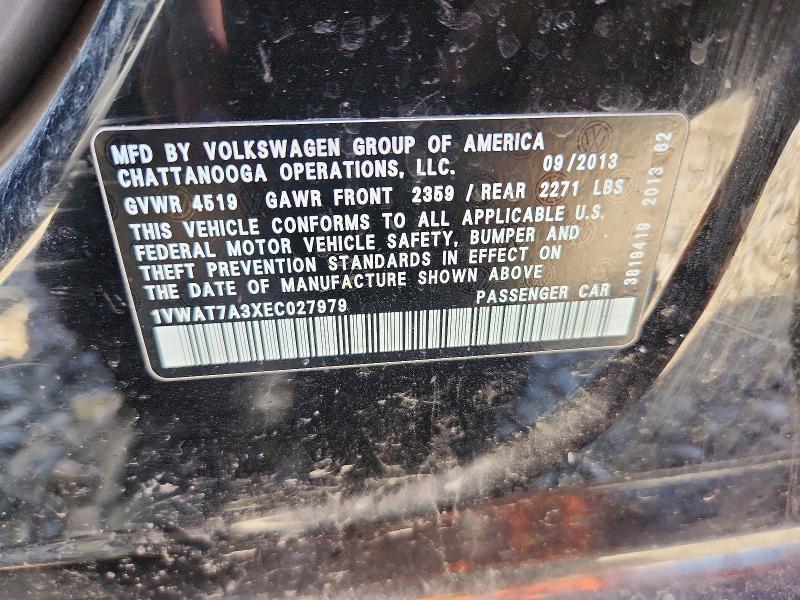 Продаж на аукціоні авто 2014 Volkswagen Passat, vin: 1VWAT7A3XEC027979, номер лоту: 49299826