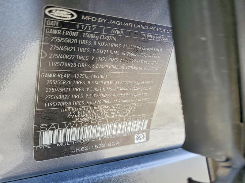 Aukcja sprzedaży 2018 Land Rover Range Rover Sport, vin: SALWR2RE1JA182581, numer aukcji: 49188806