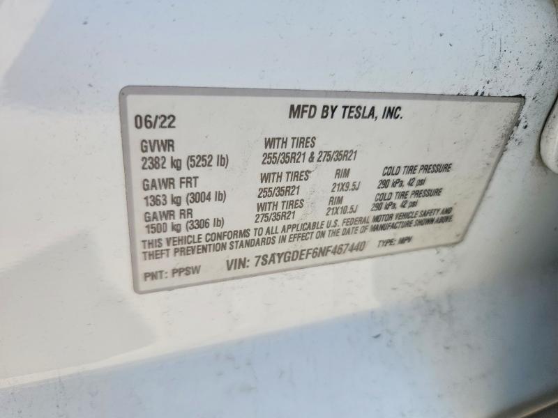 Продаж на аукціоні авто 2022 Tesla Model Y, vin: 7SAYGDEF6NF467440, номер лоту: 47983936