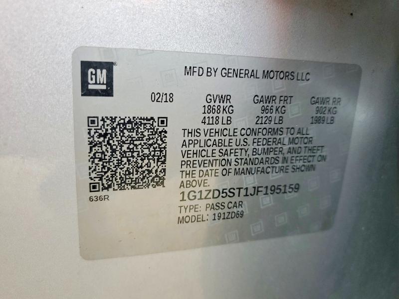 2018 Chevrolet Malibu მანქანა იყიდება აუქციონზე, vin: 1G1ZD5ST1JF195159, აუქციონის ნომერი: 50324686