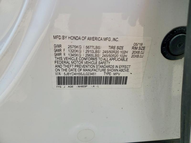 51624686 :رقم المزاد ، 5J8YD4H56JL023461 vin ، 2018 Acura Mdx مزاد بيع