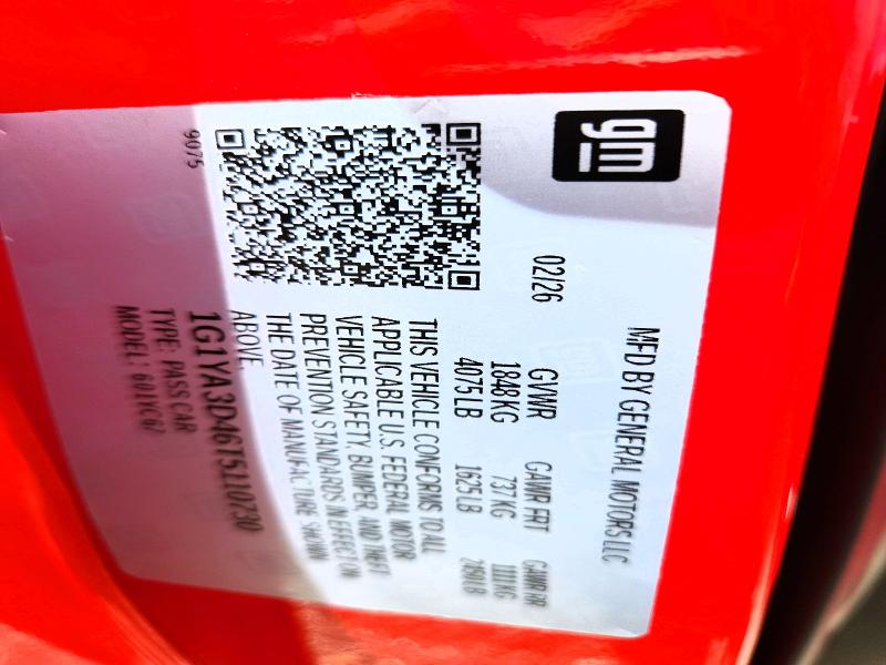 2026 Chevrolet Corvette მანქანა იყიდება აუქციონზე, vin: 1G1YA3D46T5110730, აუქციონის ნომერი: 50107676