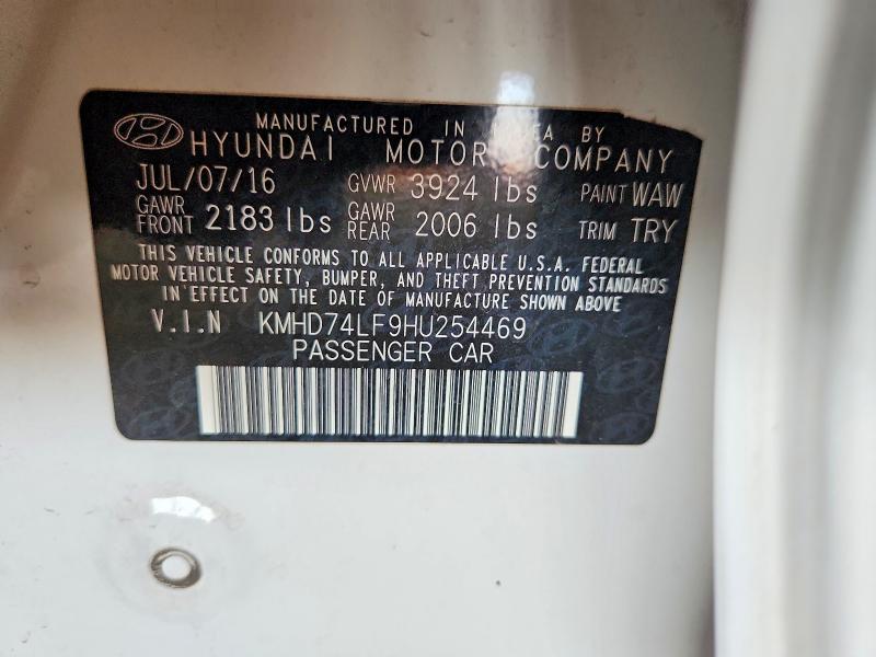 Продаж на аукціоні авто 2017 Hyundai Elantra, vin: KMHD74LF9HU254469, номер лоту: 51382116