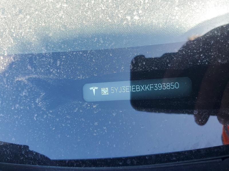 2019 Tesla Model 3 მანქანა იყიდება აუქციონზე, vin: 5YJ3E1EBXKF393850, აუქციონის ნომერი: 50167276