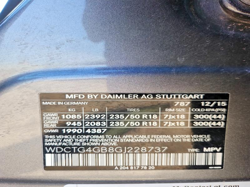 Продажа на аукционе авто 2016 Mercedes-benz Gla, vin: WDCTG4GB8GJ228737, номер лота: 50847346