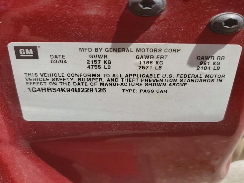 2004 Buick Lesabre მანქანა იყიდება აუქციონზე, vin: 1G4HR54K94U229126, აუქციონის ნომერი: 49783876