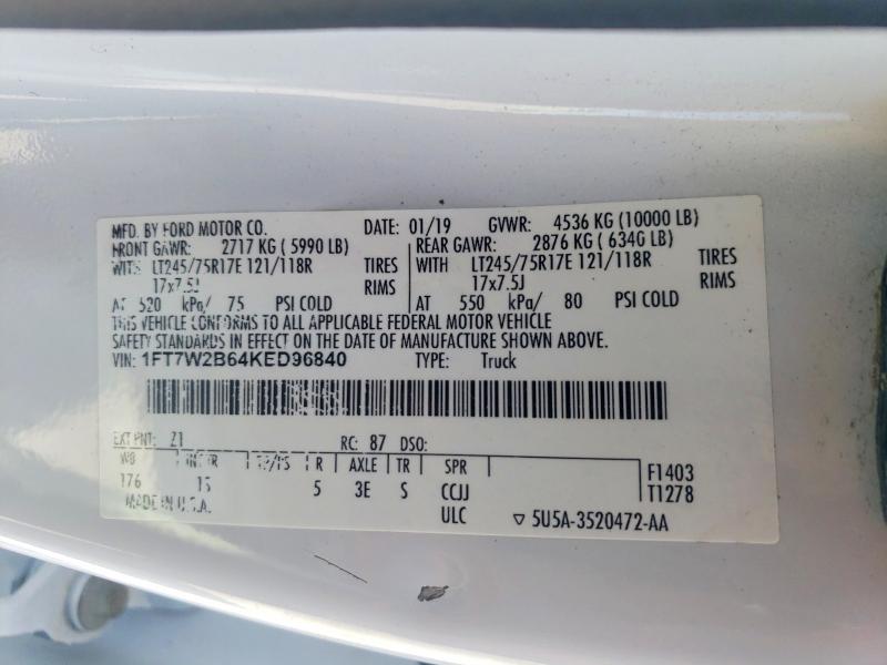 Aukcja sprzedaży 2019 Ford F250, vin: 1FT7W2B64KED96840, numer aukcji: 49979326