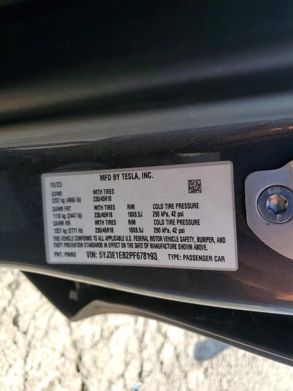 Продажа на аукционе авто 2023 Tesla Model 3, vin: 5YJ3E1EB2PF678193, номер лота: 51546966